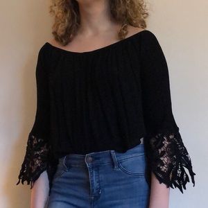Off The Shoulder Crop Flowy Top